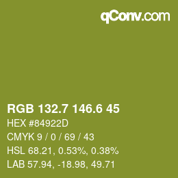 カラーコード: RGB 132.7 146.6 45 | qconv.com