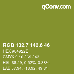 カラーコード: RGB 132.7 146.6 46 | qconv.com