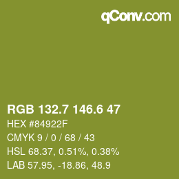 カラーコード: RGB 132.7 146.6 47 | qconv.com