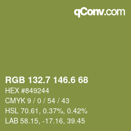 カラーコード: RGB 132.7 146.6 68 | qconv.com