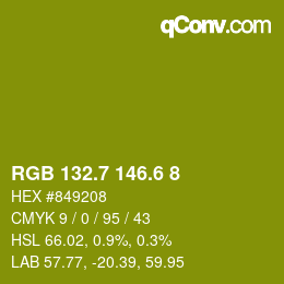 カラーコード: RGB 132.7 146.6 8 | qconv.com