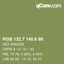 カラーコード: RGB 132.7 146.6 86 | qconv.com