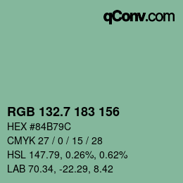 カラーコード: RGB 132.7 183 156 | qconv.com