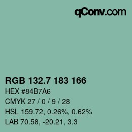 カラーコード: RGB 132.7 183 166 | qconv.com