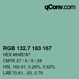 カラーコード: RGB 132.7 183 167 | qconv.com