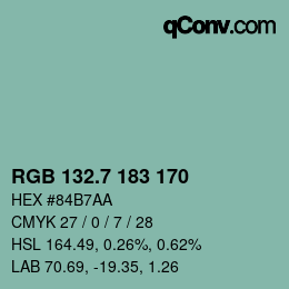 カラーコード: RGB 132.7 183 170 | qconv.com