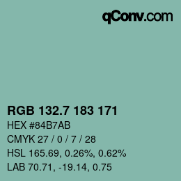 カラーコード: RGB 132.7 183 171 | qconv.com
