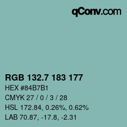 カラーコード: RGB 132.7 183 177 | qconv.com