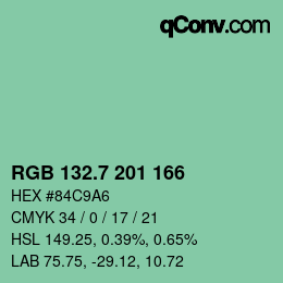 カラーコード: RGB 132.7 201 166 | qconv.com