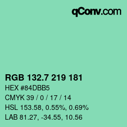 カラーコード: RGB 132.7 219 181 | qconv.com