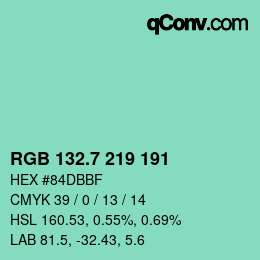カラーコード: RGB 132.7 219 191 | qconv.com