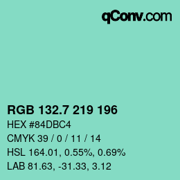 カラーコード: RGB 132.7 219 196 | qconv.com