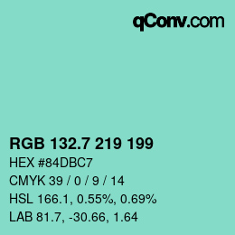 カラーコード: RGB 132.7 219 199 | qconv.com