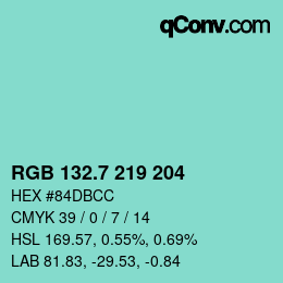 カラーコード: RGB 132.7 219 204 | qconv.com
