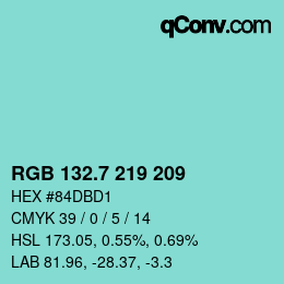 カラーコード: RGB 132.7 219 209 | qconv.com