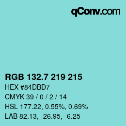 カラーコード: RGB 132.7 219 215 | qconv.com