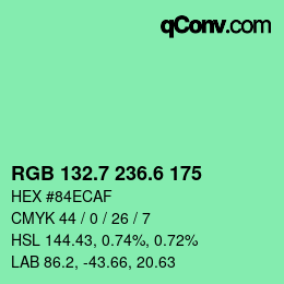 カラーコード: RGB 132.7 236.6 175 | qconv.com
