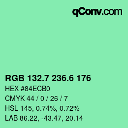 カラーコード: RGB 132.7 236.6 176 | qconv.com
