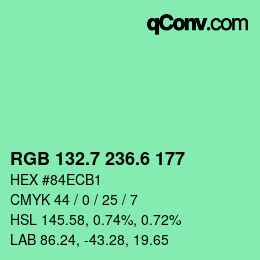 カラーコード: RGB 132.7 236.6 177 | qconv.com
