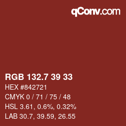 カラーコード: RGB 132.7 39 33 | qconv.com