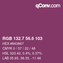カラーコード: RGB 132.7 56.6 103 | qconv.com
