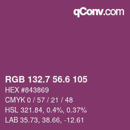 カラーコード: RGB 132.7 56.6 105 | qconv.com