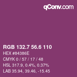 カラーコード: RGB 132.7 56.6 110 | qconv.com