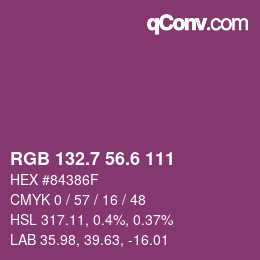 カラーコード: RGB 132.7 56.6 111 | qconv.com