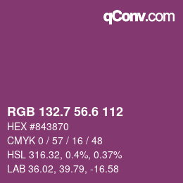 カラーコード: RGB 132.7 56.6 112 | qconv.com