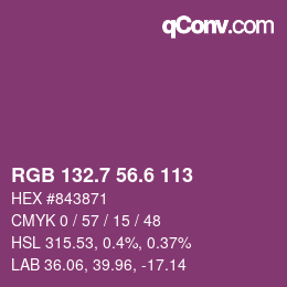 カラーコード: RGB 132.7 56.6 113 | qconv.com