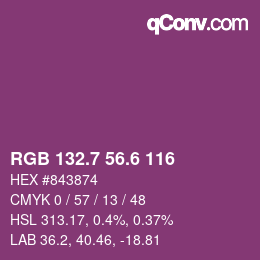 カラーコード: RGB 132.7 56.6 116 | qconv.com