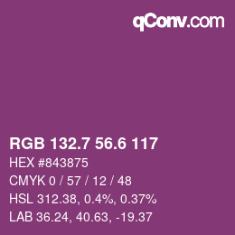 カラーコード: RGB 132.7 56.6 117 | qconv.com