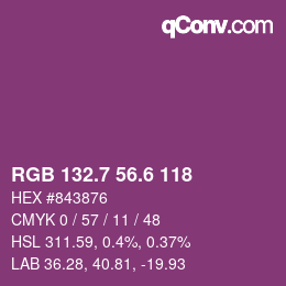 カラーコード: RGB 132.7 56.6 118 | qconv.com