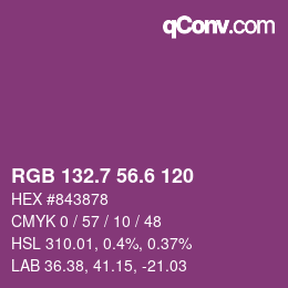 カラーコード: RGB 132.7 56.6 120 | qconv.com