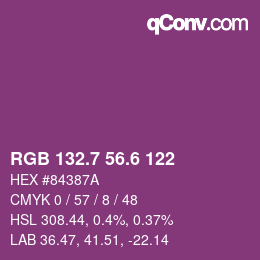 カラーコード: RGB 132.7 56.6 122 | qconv.com