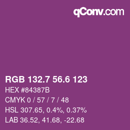 カラーコード: RGB 132.7 56.6 123 | qconv.com