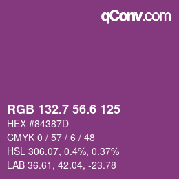 カラーコード: RGB 132.7 56.6 125 | qconv.com