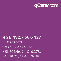カラーコード: RGB 132.7 56.6 127 | qconv.com