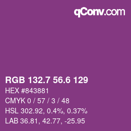 カラーコード: RGB 132.7 56.6 129 | qconv.com