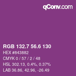 カラーコード: RGB 132.7 56.6 130 | qconv.com