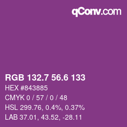 カラーコード: RGB 132.7 56.6 133 | qconv.com