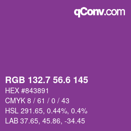 カラーコード: RGB 132.7 56.6 145 | qconv.com