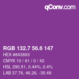 カラーコード: RGB 132.7 56.6 147 | qconv.com