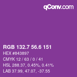 カラーコード: RGB 132.7 56.6 151 | qconv.com