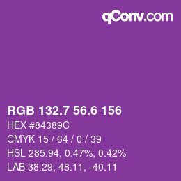 カラーコード: RGB 132.7 56.6 156 | qconv.com