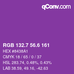 カラーコード: RGB 132.7 56.6 161 | qconv.com