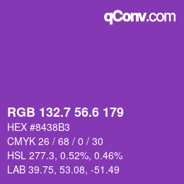 カラーコード: RGB 132.7 56.6 179 | qconv.com
