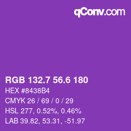 カラーコード: RGB 132.7 56.6 180 | qconv.com