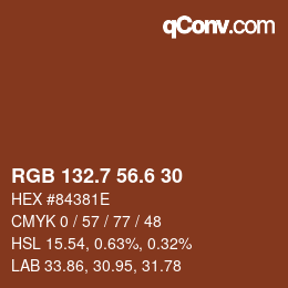 カラーコード: RGB 132.7 56.6 30 | qconv.com