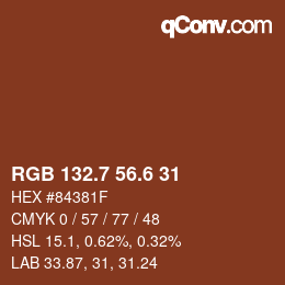 カラーコード: RGB 132.7 56.6 31 | qconv.com